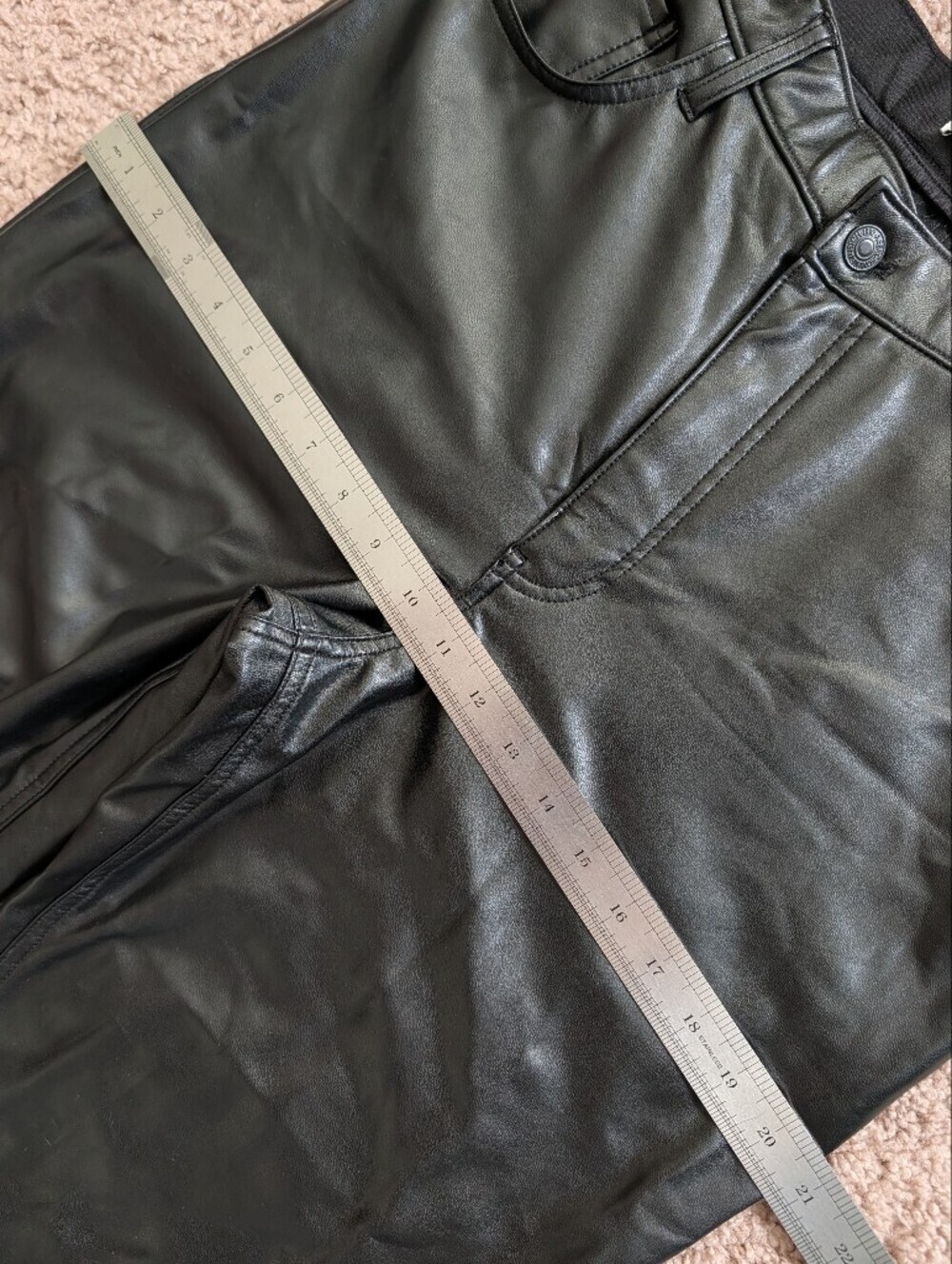 Abercrombie Cross Waist Vegan Leather Ultra High Rise 90s Straight Pants 32/14 - Picture 8 of 10
